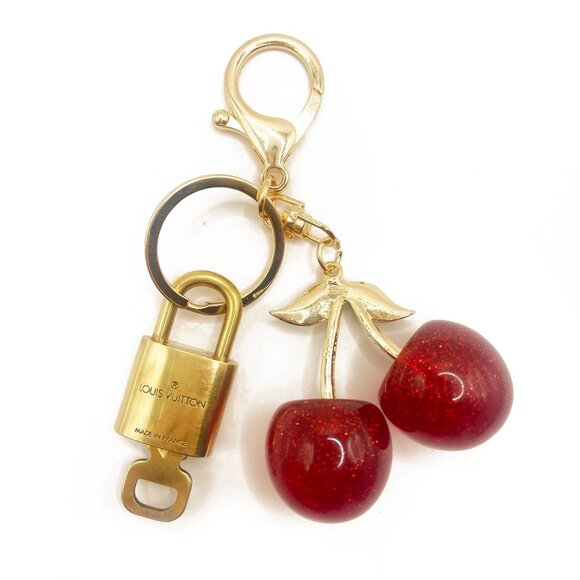 Authentic Louis Vuitton Lock Key with Bag Cherry Charm Keychain Key Charm Chain - Picture 5 of 7